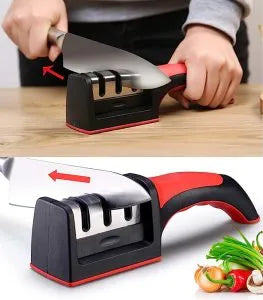 3 In 1 Manual Knife Sharpening Kitchen Accessories Manual Stainless Steel 3 Stage Kitchen Handheld Knife Sharpener